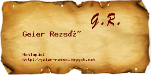 Geier Rezső névjegykártya
